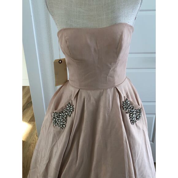 Sherri Hill A-Line High-Low Ball Gown Dress Two Pockets Nude Blush Women's 4 NWT - Picture 3 of 9